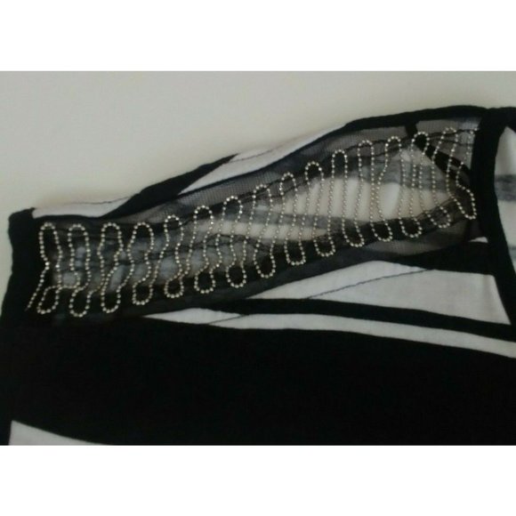 Jennifer Lopez Black And White Striped Shirt Size M - Picture 3 of 5